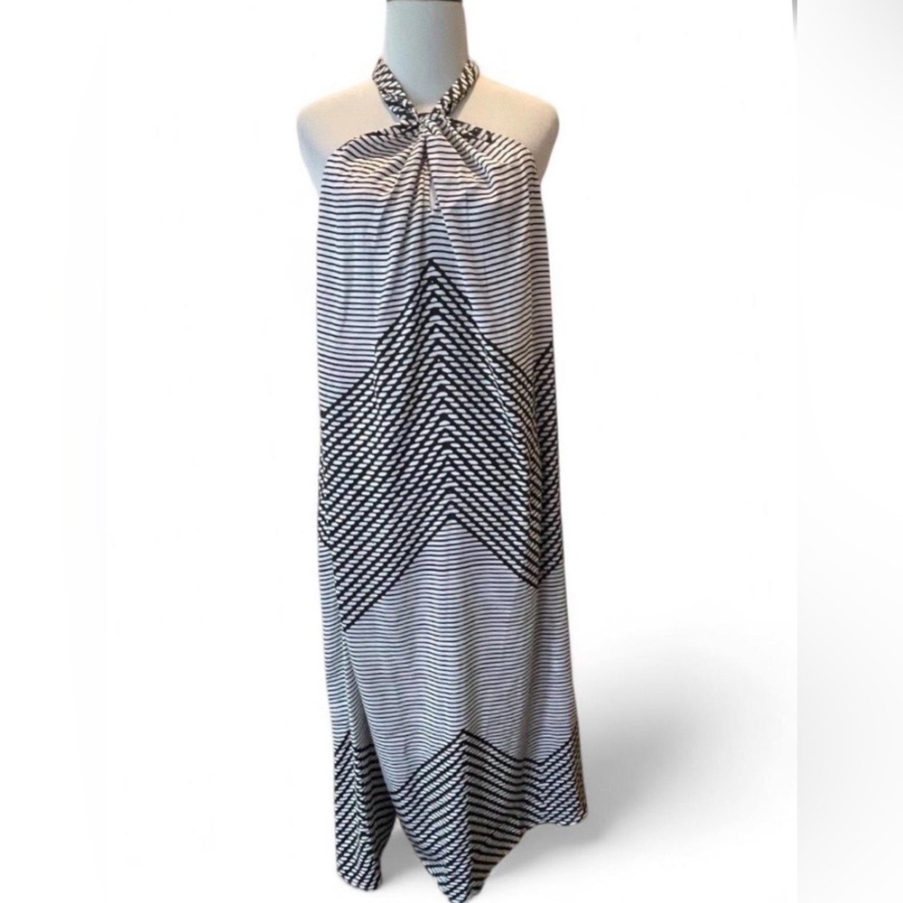 Banana Republic Black and White Chevron Halter Midi Dress